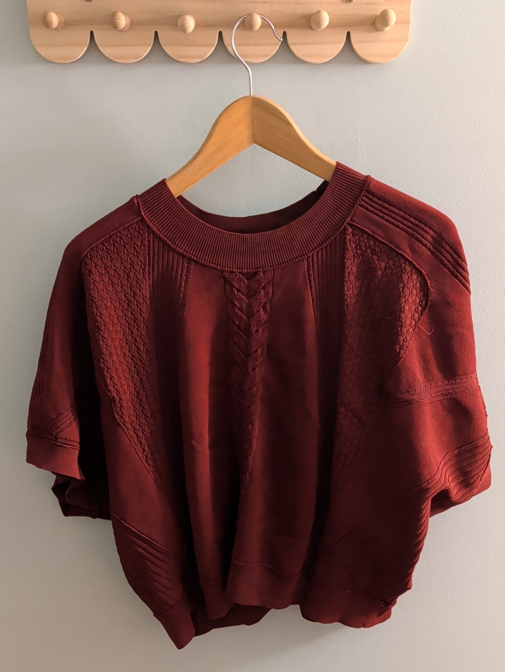 Anthropologie Wine-Red Cable Detail Batwing Sweater